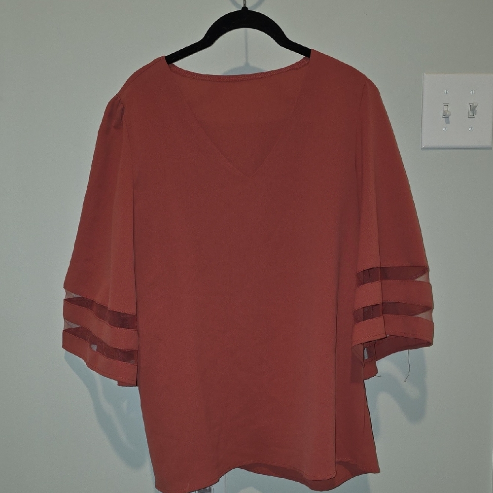 Source Unknown Terracotta V-Neck Blouse